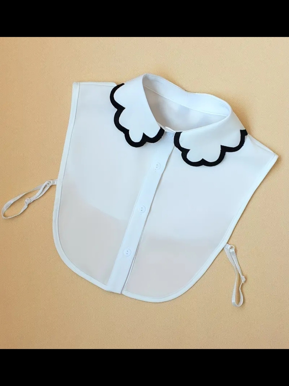 Detachable White Peter Pan Collar with Black Trim